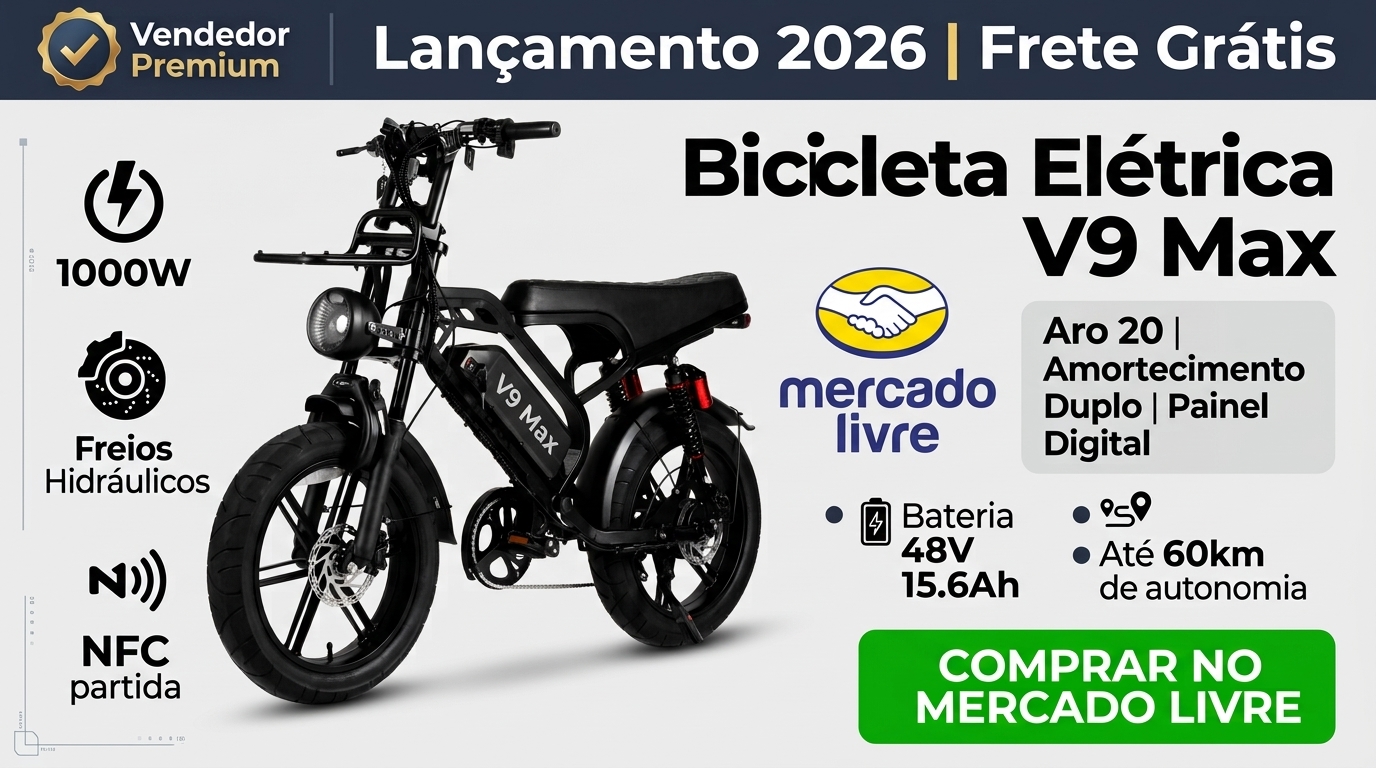Bicicleta Elétrica V9 Max 1000W Freio Hidráulico